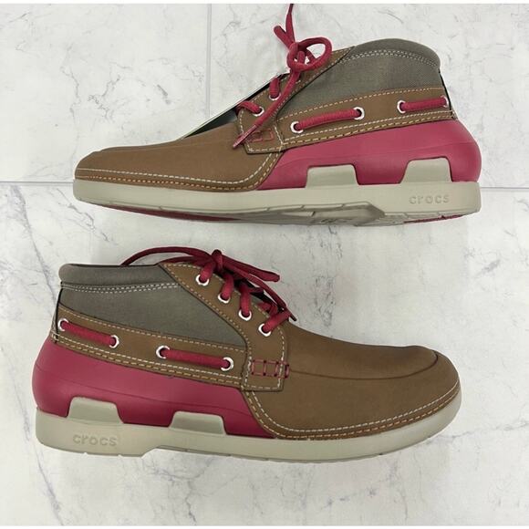 CROCS Beach Line Boat Chukka in Hazelnut / Brick Red Size 10 - Picture 5 of 7